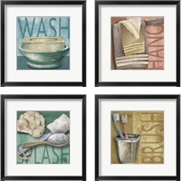 Framed 'Bath Rules 4 Piece Framed Art Print Set' border=