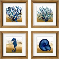 Framed 'Coastal Blue 4 Piece Framed Art Print Set' border=