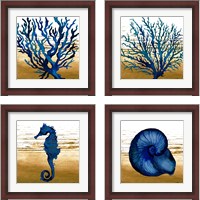 Framed 'Coastal Blue 4 Piece Framed Art Print Set' border=