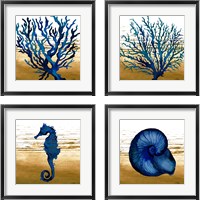 Framed 'Coastal Blue 4 Piece Framed Art Print Set' border=
