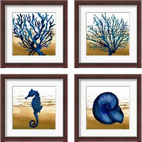 Framed Coastal Blue 4 Piece Framed Art Print Set