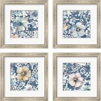 Framed 'Indigo Beauty 4 Piece Framed Art Print Set' border=