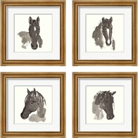Framed 'Horse Portrait 4 Piece Framed Art Print Set' border=