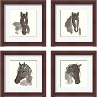 Framed 'Horse Portrait 4 Piece Framed Art Print Set' border=