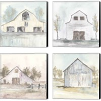 Framed White Barn 4 Piece Canvas Print Set