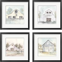 Framed White Barn 4 Piece Framed Art Print Set