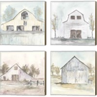 Framed 'White Barn 4 Piece Canvas Print Set' border=
