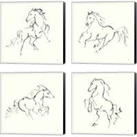 Framed 'Line Horse 4 Piece Canvas Print Set' border=