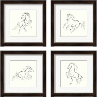 Framed 'Line Horse 4 Piece Framed Art Print Set' border=