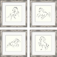 Framed 'Line Horse 4 Piece Framed Art Print Set' border=