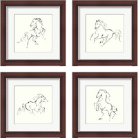 Framed 'Line Horse 4 Piece Framed Art Print Set' border=