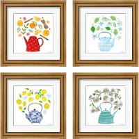 Framed 'Organic Tea  4 Piece Framed Art Print Set' border=