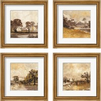 Framed 'Traditional Landscape 4 Piece Framed Art Print Set' border=