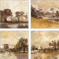 Framed 'Traditional Landscape 4 Piece Art Print Set' border=