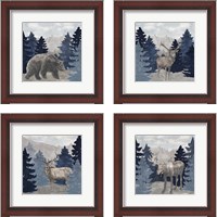 Framed Blue Cliff Mountains 4 Piece Framed Art Print Set