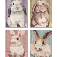 Framed 'Bunny  4 Piece Art Print Set' border=