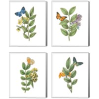 Framed 'Greenery Butterflies 4 Piece Canvas Print Set' border=