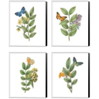 Framed 'Greenery Butterflies 4 Piece Canvas Print Set' border=