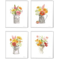 Framed 'Farmhouse Floral 4 Piece Canvas Print Set' border=