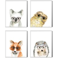Framed Animal in Glasses 4 Piece Canvas Print Set