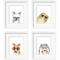 Framed 'Animal in Glasses 4 Piece Framed Art Print Set' border=