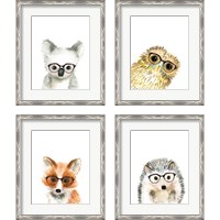 Framed 'Animal in Glasses 4 Piece Framed Art Print Set' border=