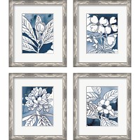 Framed Indigo Blooms 4 Piece Framed Art Print Set