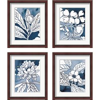 Framed Indigo Blooms 4 Piece Framed Art Print Set