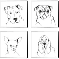 Framed 'Line Dog 4 Piece Canvas Print Set' border=