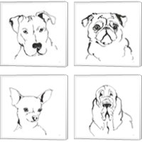 Framed Line Dog 4 Piece Canvas Print Set