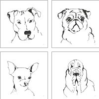 Framed Line Dog 4 Piece Art Print Set