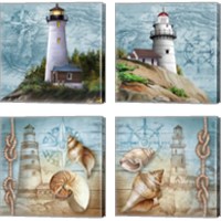 Framed 'Lighthouse 4 Piece Canvas Print Set' border=