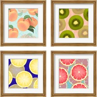 Framed 'Colorful Fruit 4 Piece Framed Art Print Set' border=