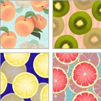 Framed 'Colorful Fruit 4 Piece Art Print Set' border=
