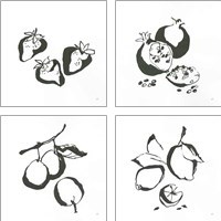 Framed Black & White Fruit 4 Piece Art Print Set