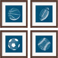 Framed 'Ball Four Blueprint 4 Piece Framed Art Print Set' border=