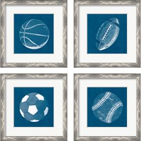 Framed 'Ball Four Blueprint 4 Piece Framed Art Print Set' border=