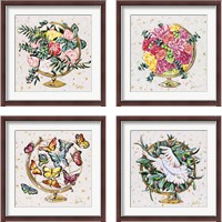 Framed 'Globe 4 Piece Framed Art Print Set' border=