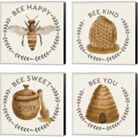 Framed 'Bee Hive 4 Piece Canvas Print Set' border=