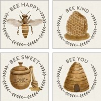 Framed 'Bee Hive 4 Piece Art Print Set' border=