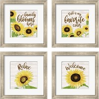 Framed 'Fall Sunflower Sentiment 4 Piece Framed Art Print Set' border=