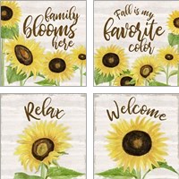 Framed 'Fall Sunflower Sentiment 4 Piece Art Print Set' border=