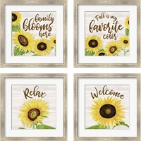 Framed Fall Sunflower Sentiment 4 Piece Framed Art Print Set