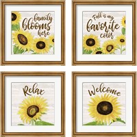 Framed 'Fall Sunflower Sentiment 4 Piece Framed Art Print Set' border=