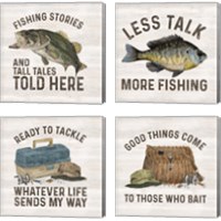 Framed Less Talk More Fishing 4 Piece Canvas Print Set