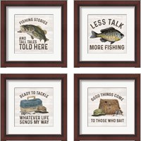 Framed Less Talk More Fishing 4 Piece Framed Art Print Set