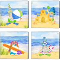 Framed 'Gnomes of Summer 4 Piece Canvas Print Set' border=