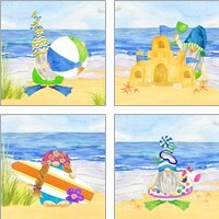 Framed 'Gnomes of Summer 4 Piece Art Print Set' border=