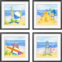 Framed 'Gnomes of Summer 4 Piece Framed Art Print Set' border=