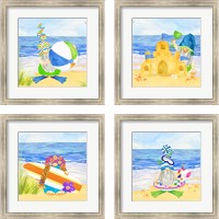 Framed 'Gnomes of Summer 4 Piece Framed Art Print Set' border=